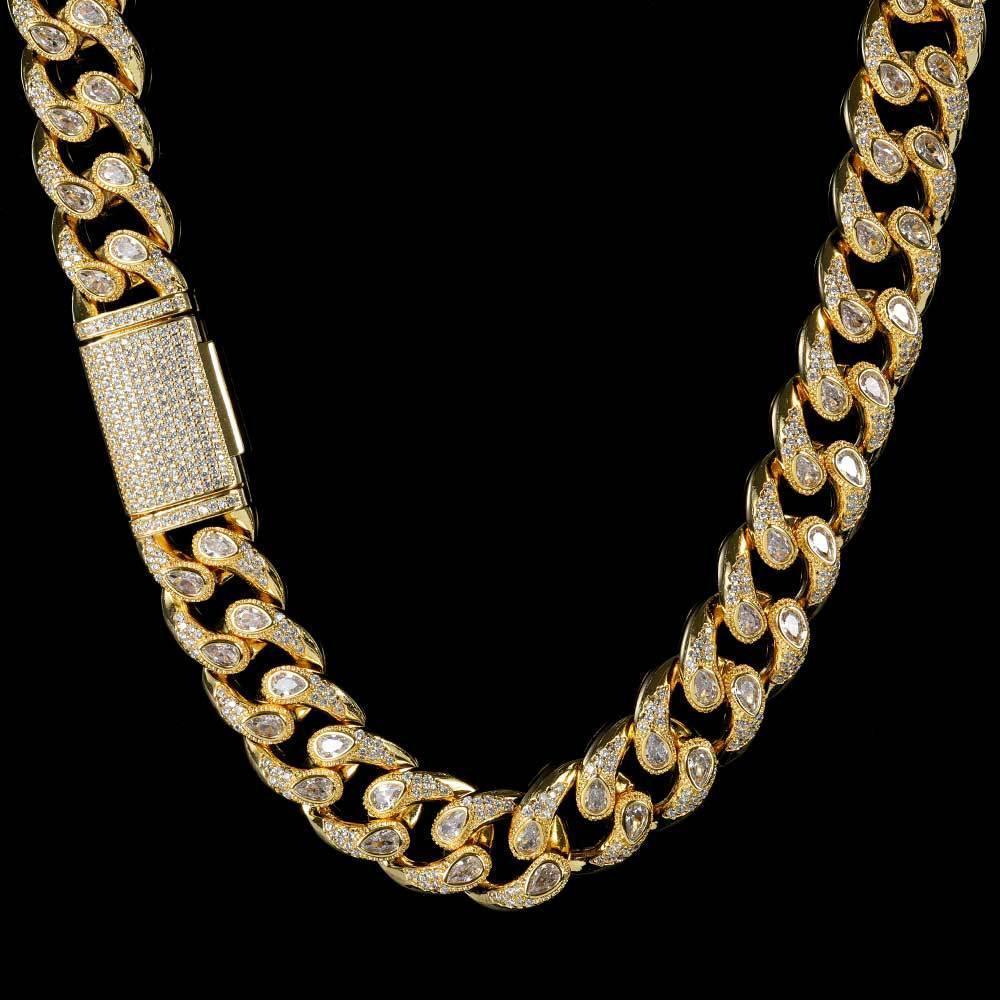 16mm Eyeglass Link Cuban Chain Necklace Zircon - CaratixJewelry